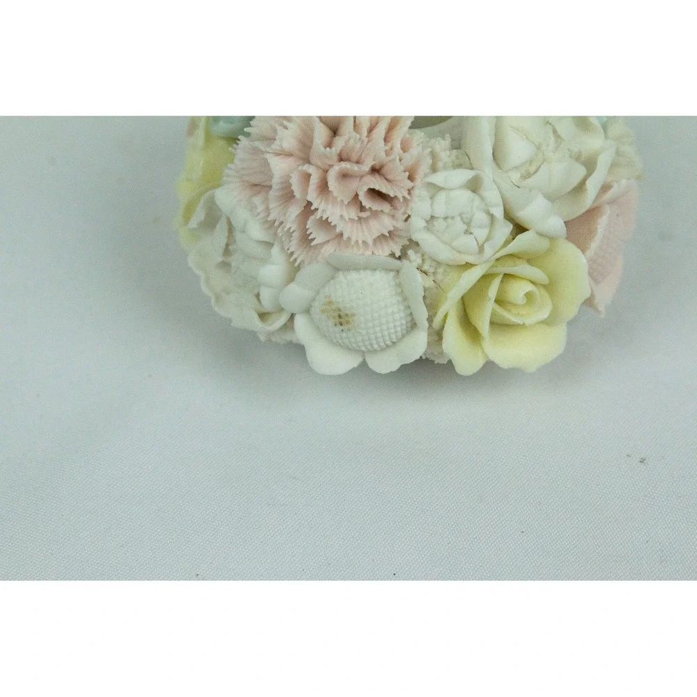 Vintage Ardalt Japan Verithin Bone China Floral Candle Holder Pastel Porcelain
